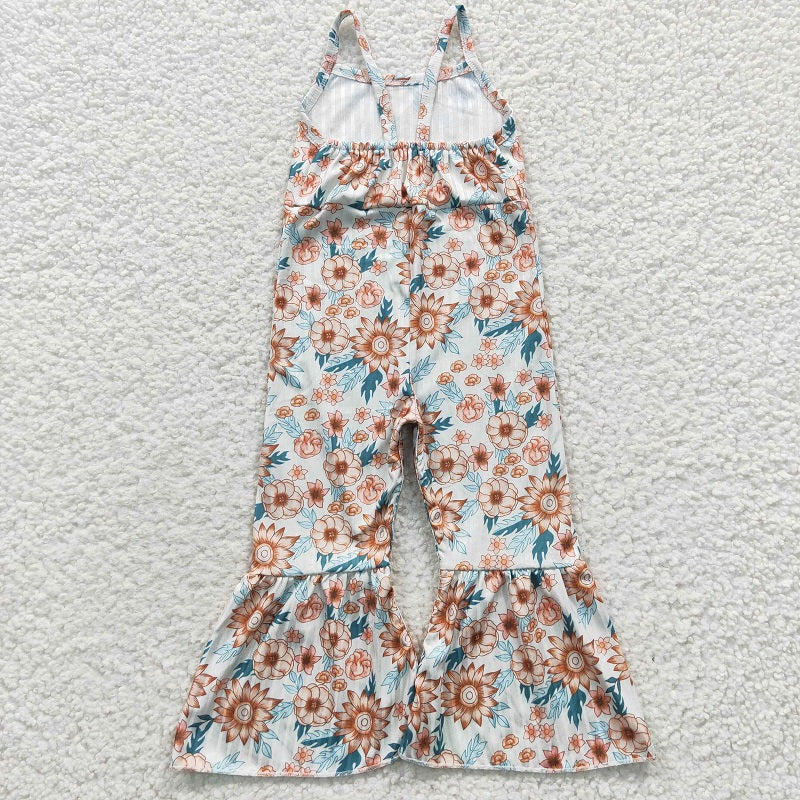 SR0309 Baby girls floral suspender jumpsuit