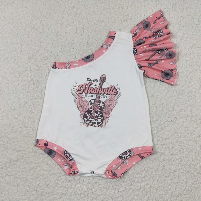 SR0317 Baby girls guitar single sleeve jumpsuit