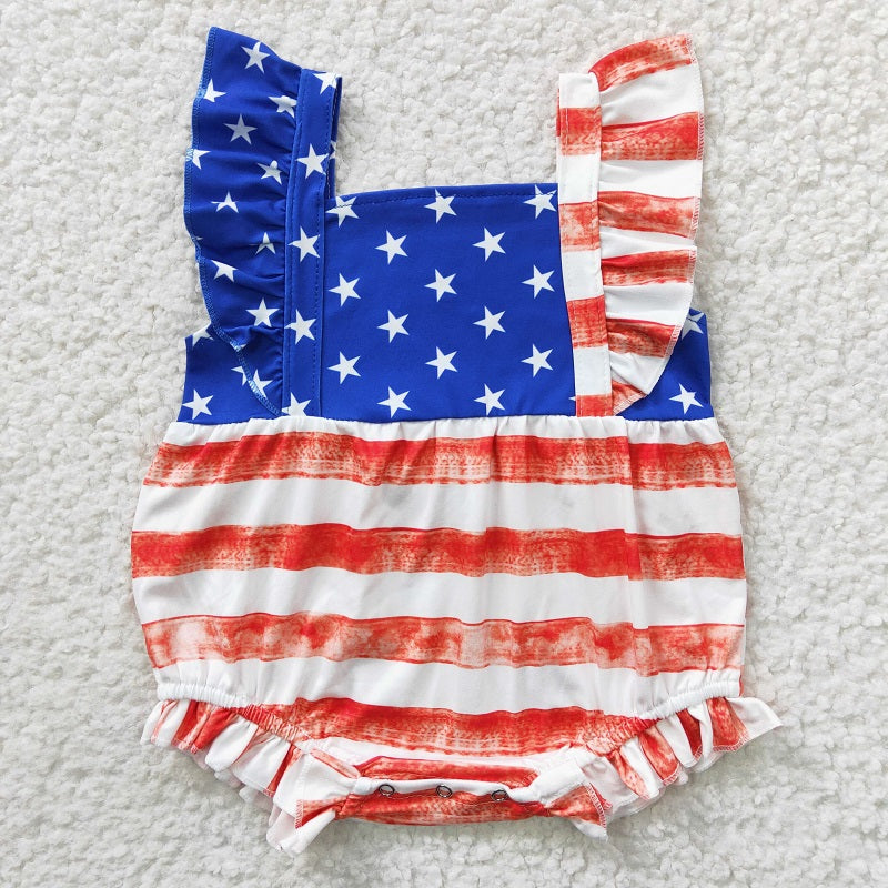 SR0326 National Day star stripe jumpsuit with flying sleeves