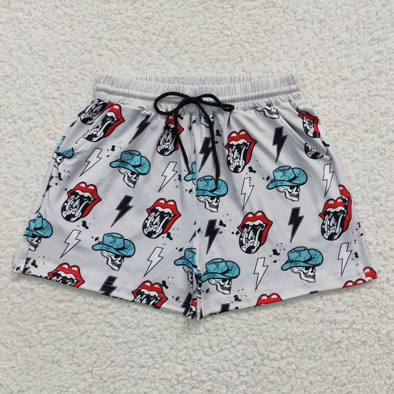 SS0054 Adult Gray Skull Shorts