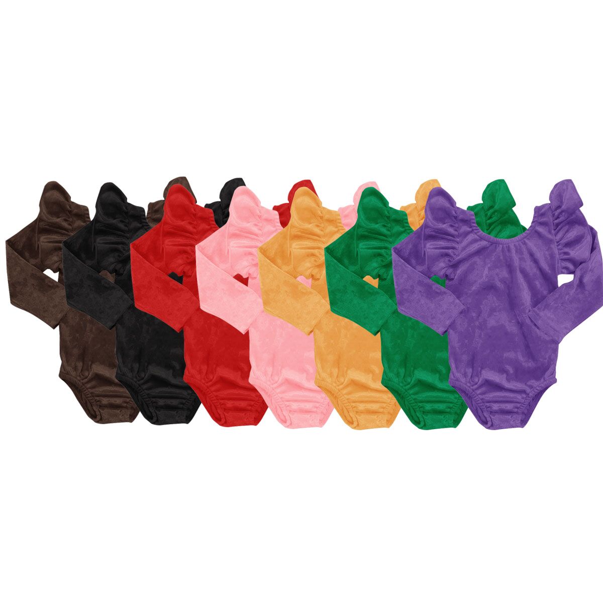 LR0208 Girls Black Gold Velvet Long Sleeve Dance Romper