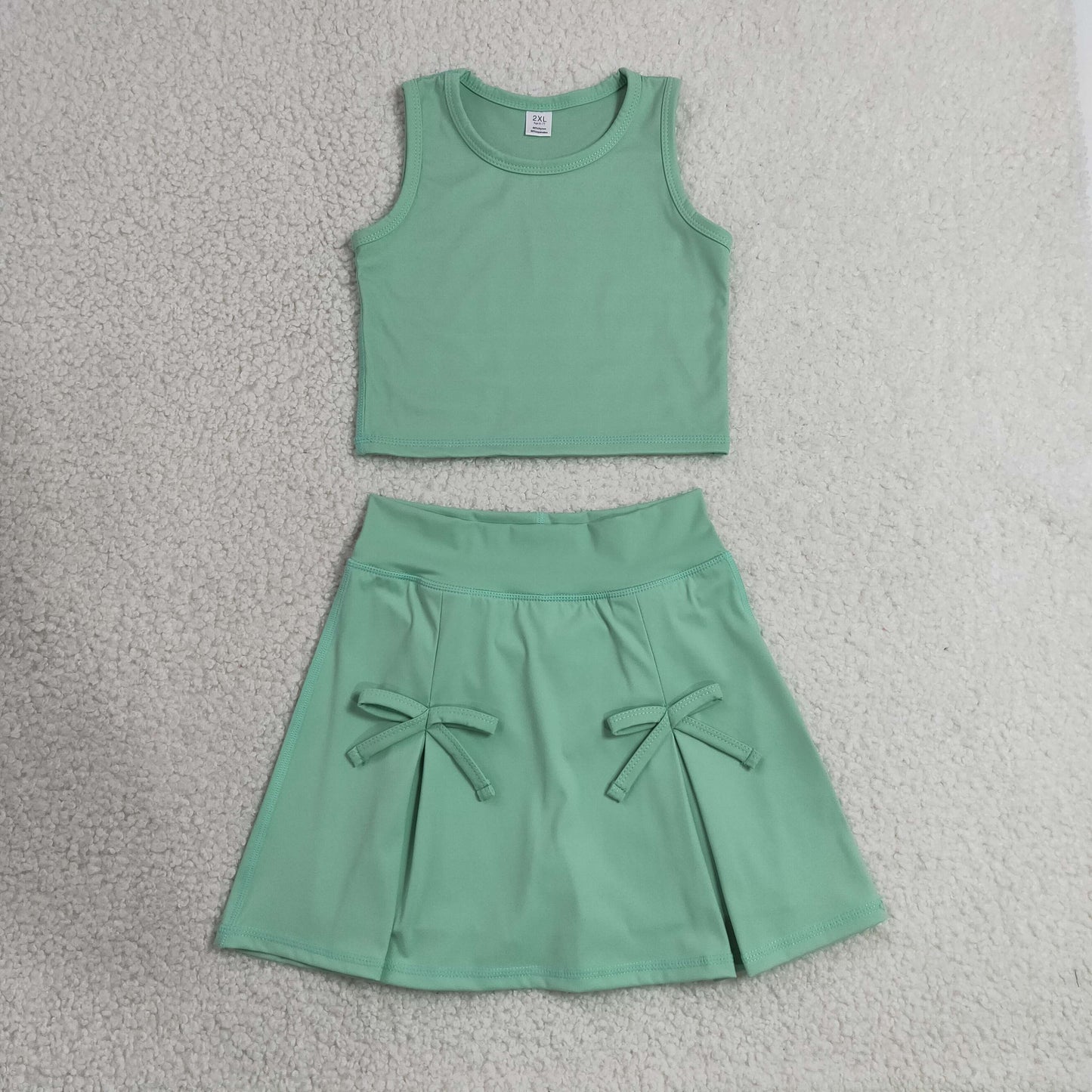 solid teal athletic skort outfit girls clothes