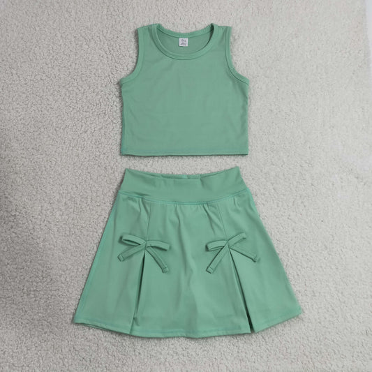 solid teal athletic skort outfit girls clothes