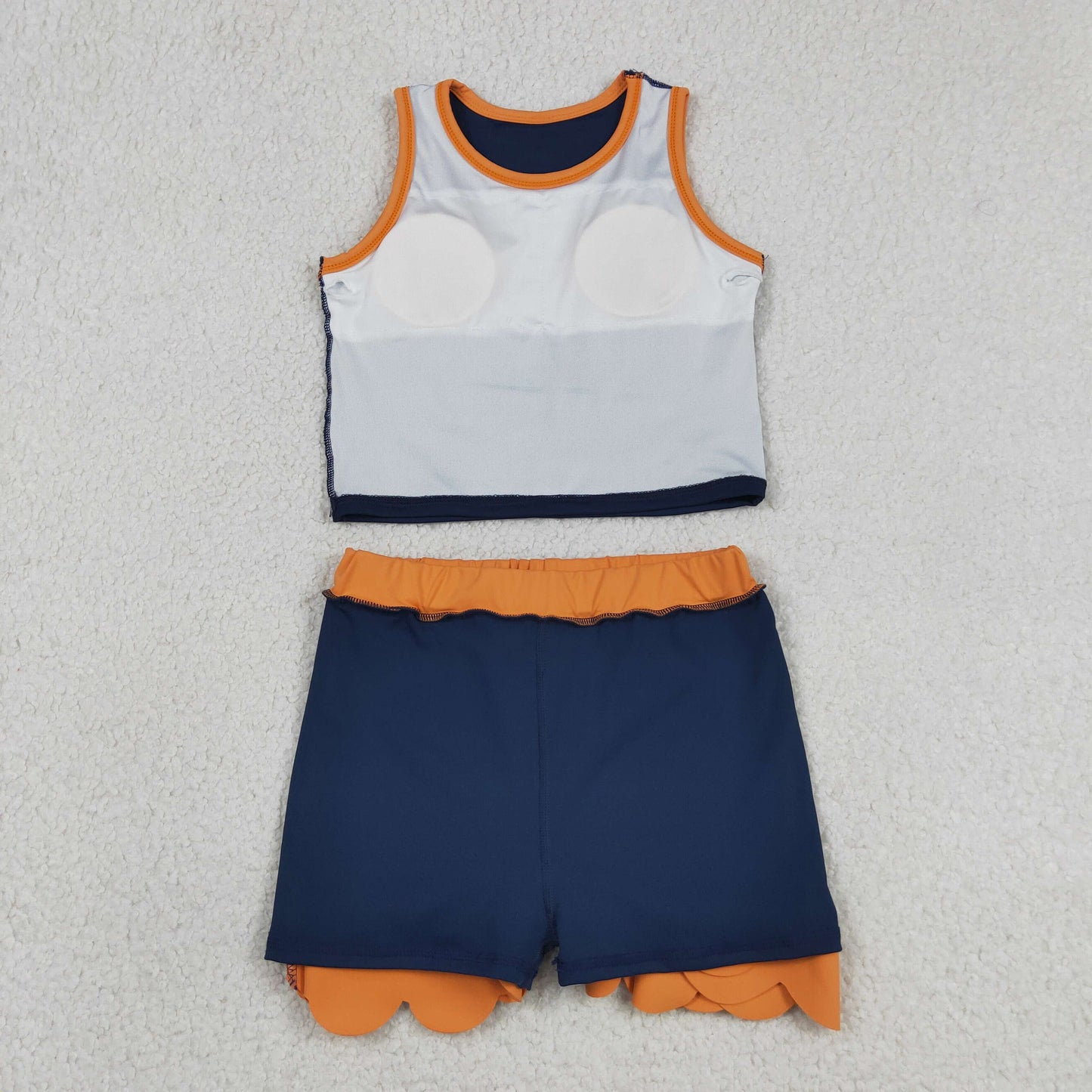 solid navy orange scallop athletic skort outfit girls clothes