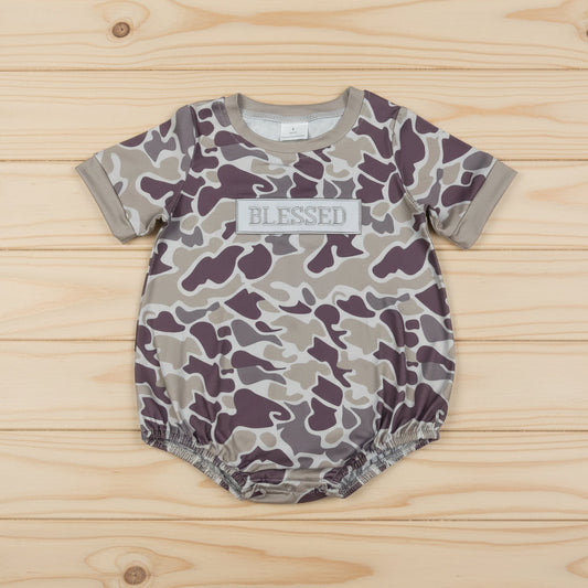 blessed short sleeve camo embroidery bubble boy