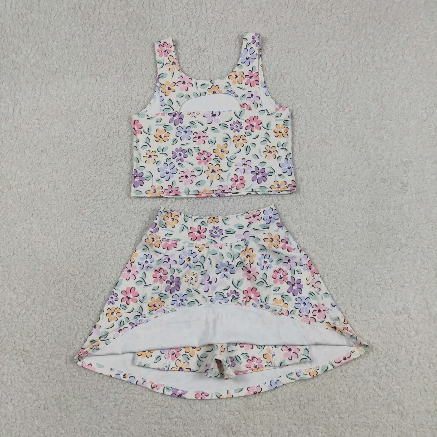 colorful floral athletic skort outfit girls clothes