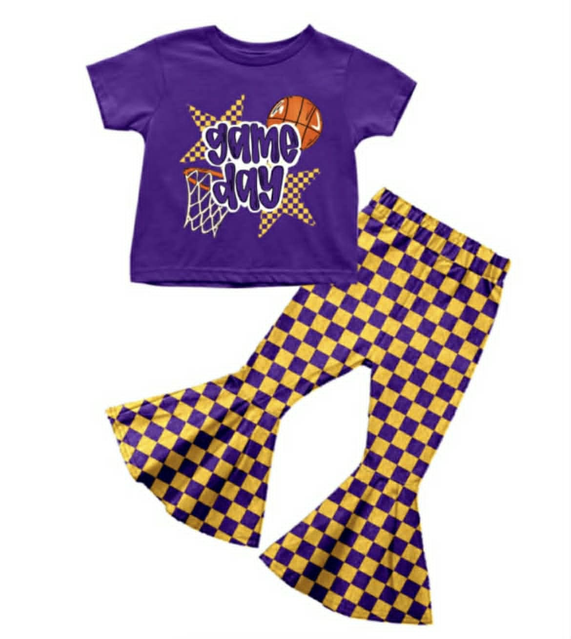 MOQ 3 custom style basketball Trojan purple/yellow game day set