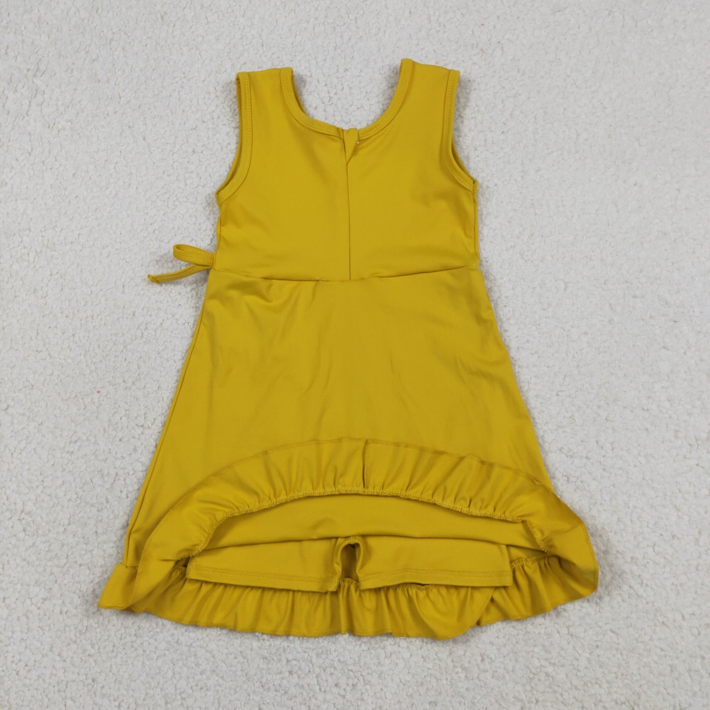 solid mustard ruffle athletic dress