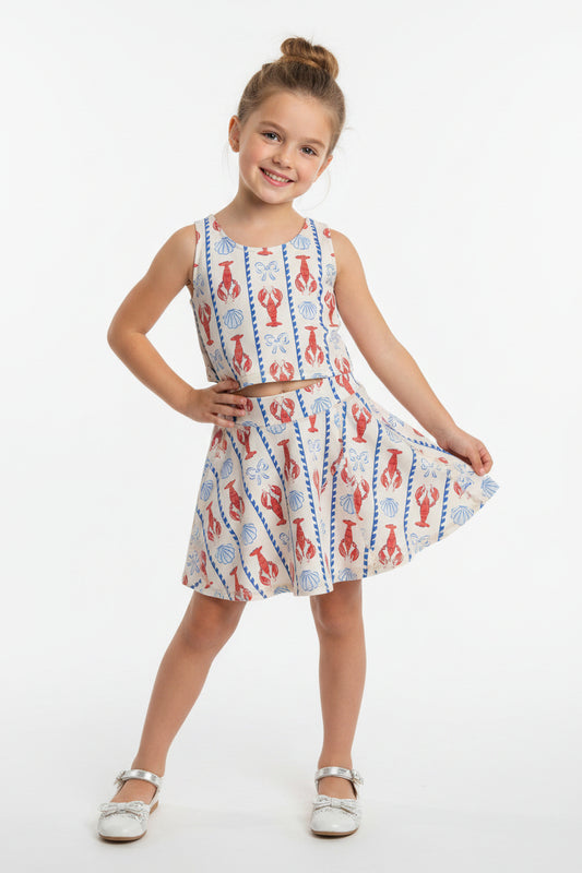 crawfish bows shells athletic skort outfit girls clothes