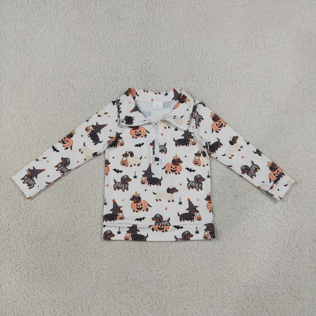 Halloween orange and black dachshund dogs boy pajamas boy pullover