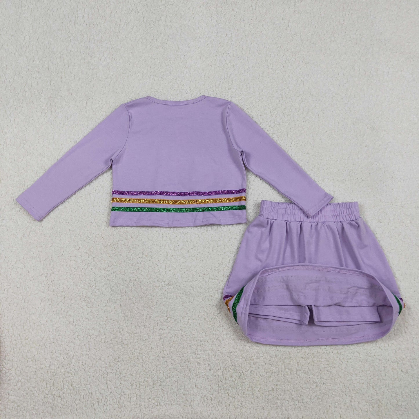 girls Mardi Gras sequin dress set