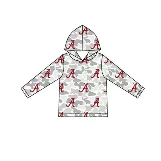 Custom order MOQ 5 Baby Boys Long Sleeve Grey Camo Alabama Team Hoodies Top