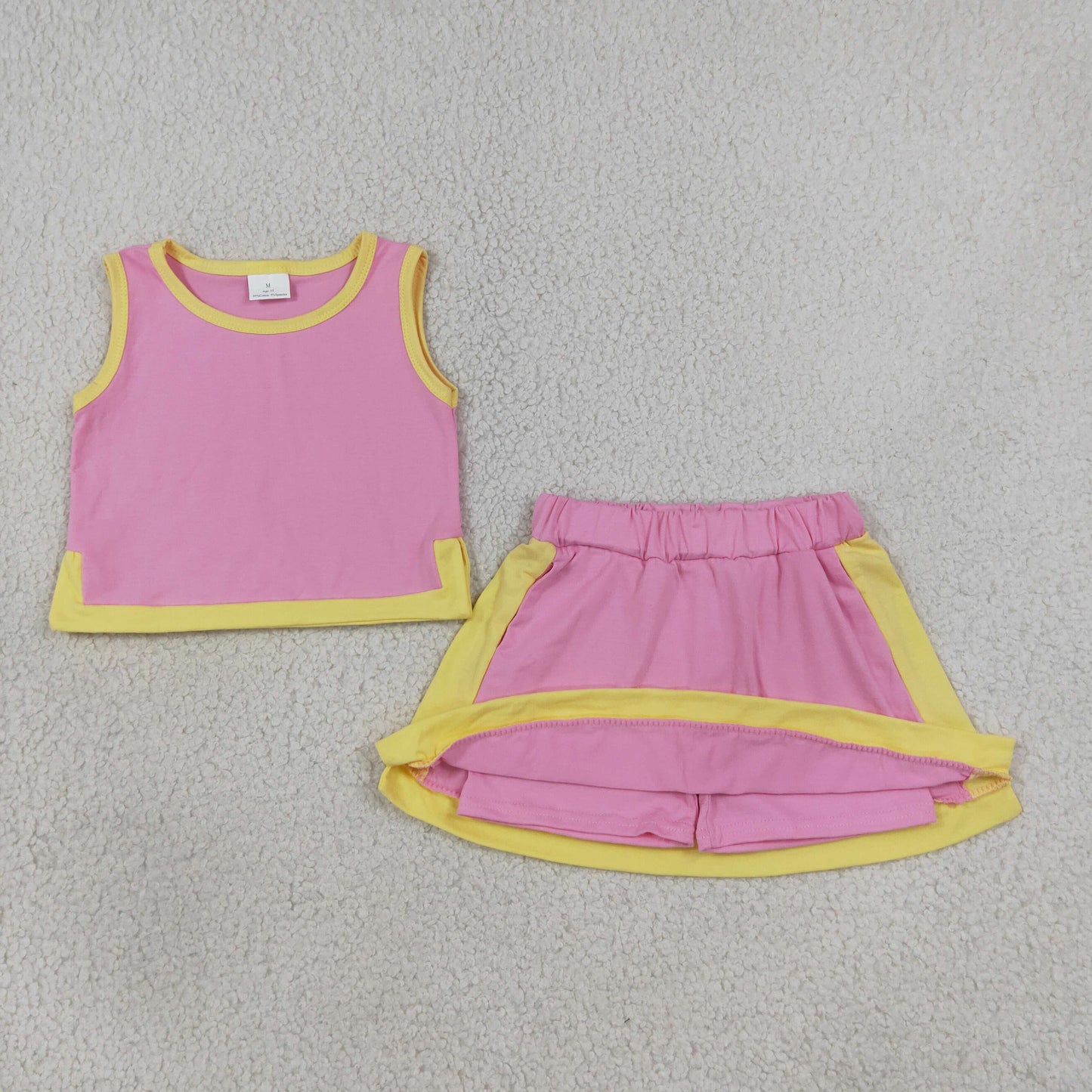 cotton pink yellow skort set girls clothing