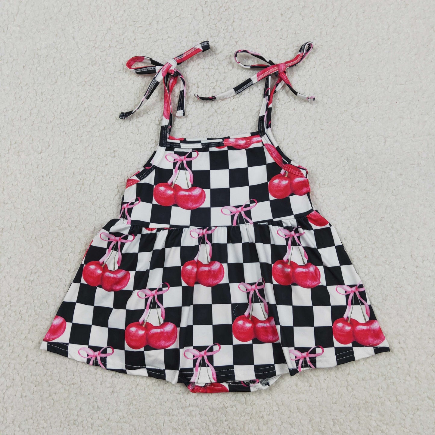 SR3854 berry checkered playwear girl bodysuit
