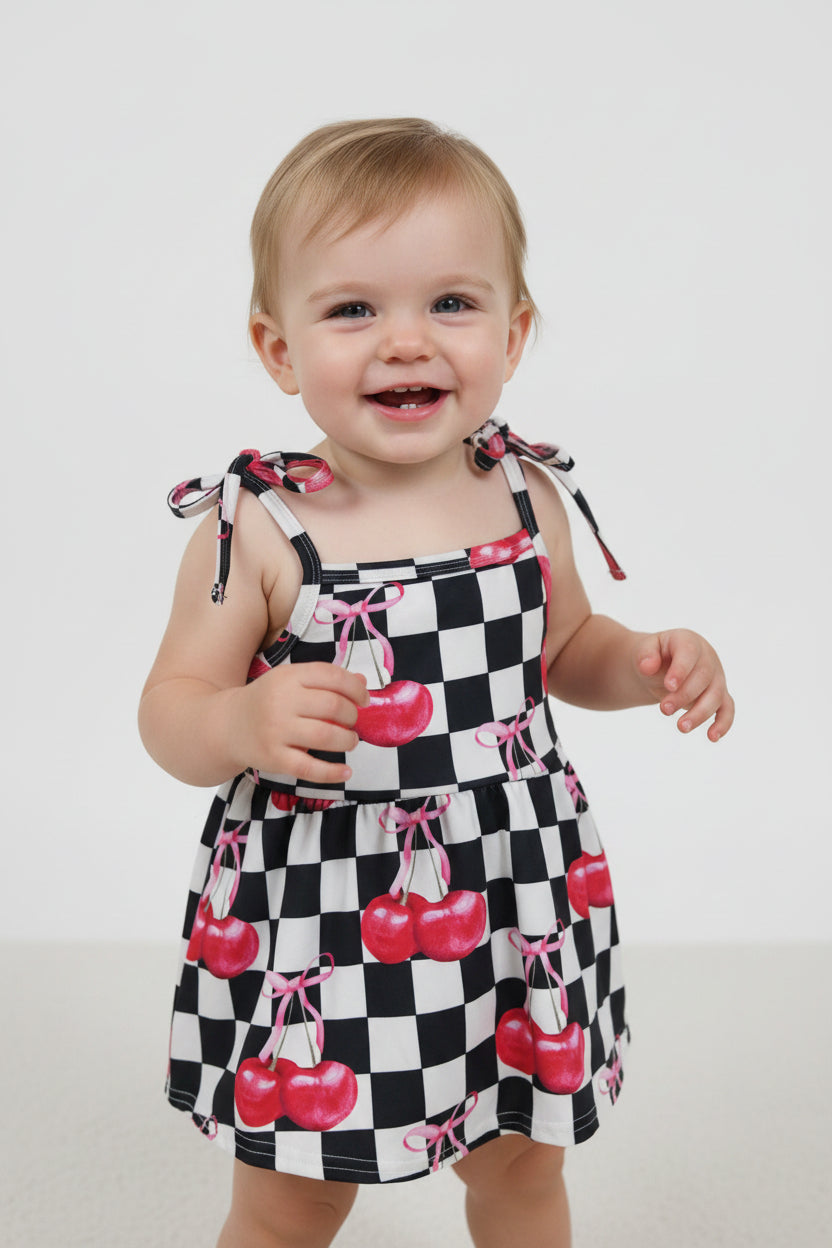SR3854 berry checkered playwear girl bodysuit