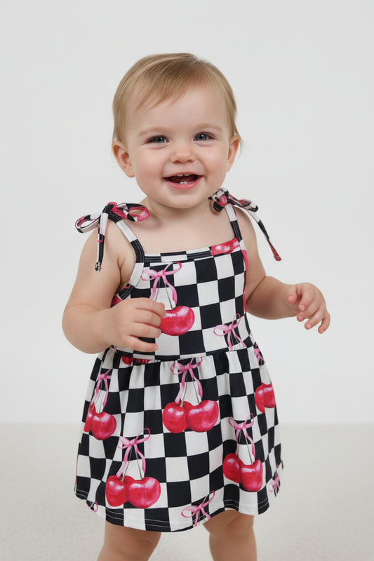 SR3854 berry checkered playwear girl bodysuit