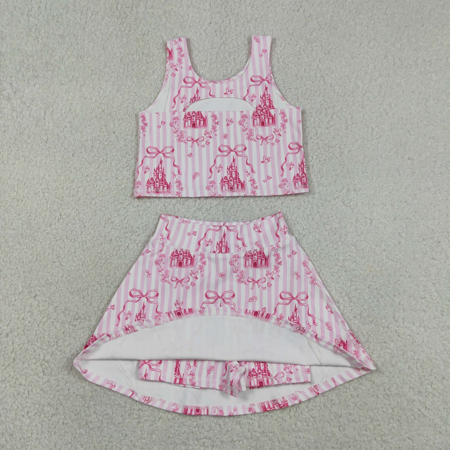 GSD3814 pink castle athletic skort set
