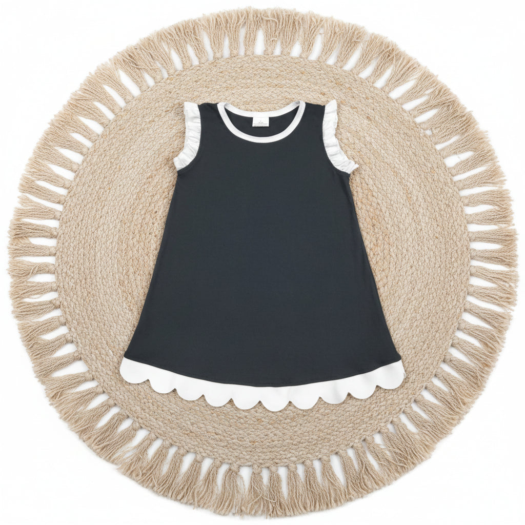 solid black scallop dress
