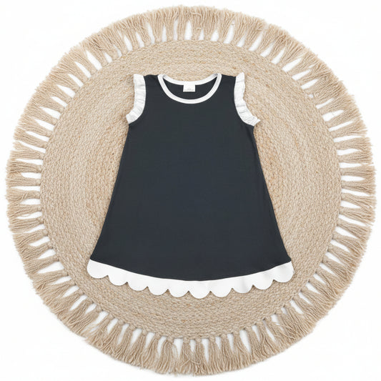 solid black scallop dress