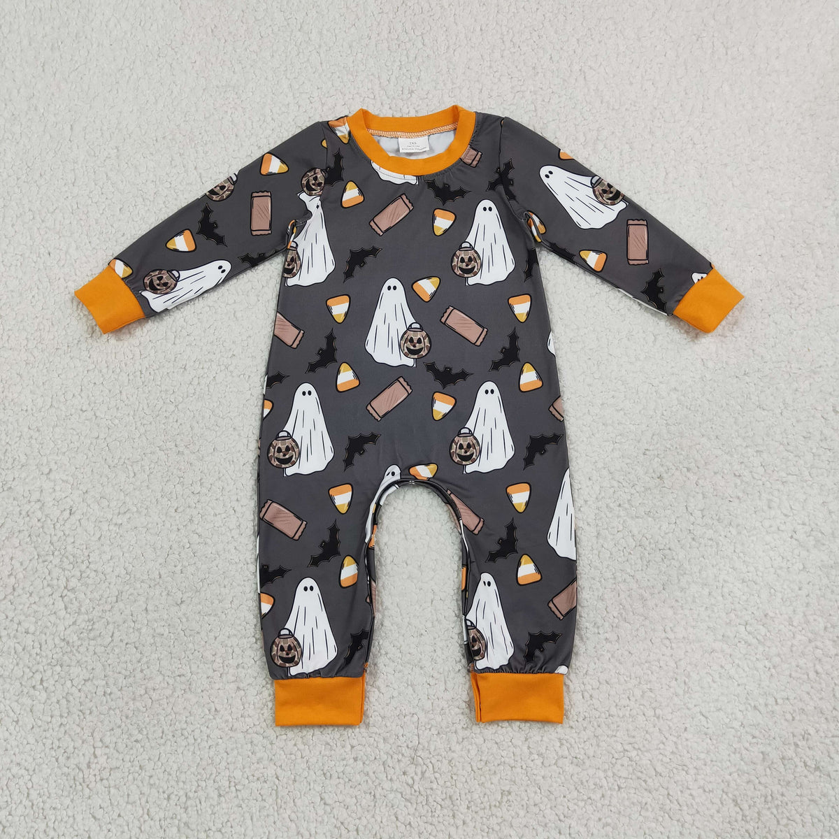 SR3241 halloween candy corn ghost bat print boy romper