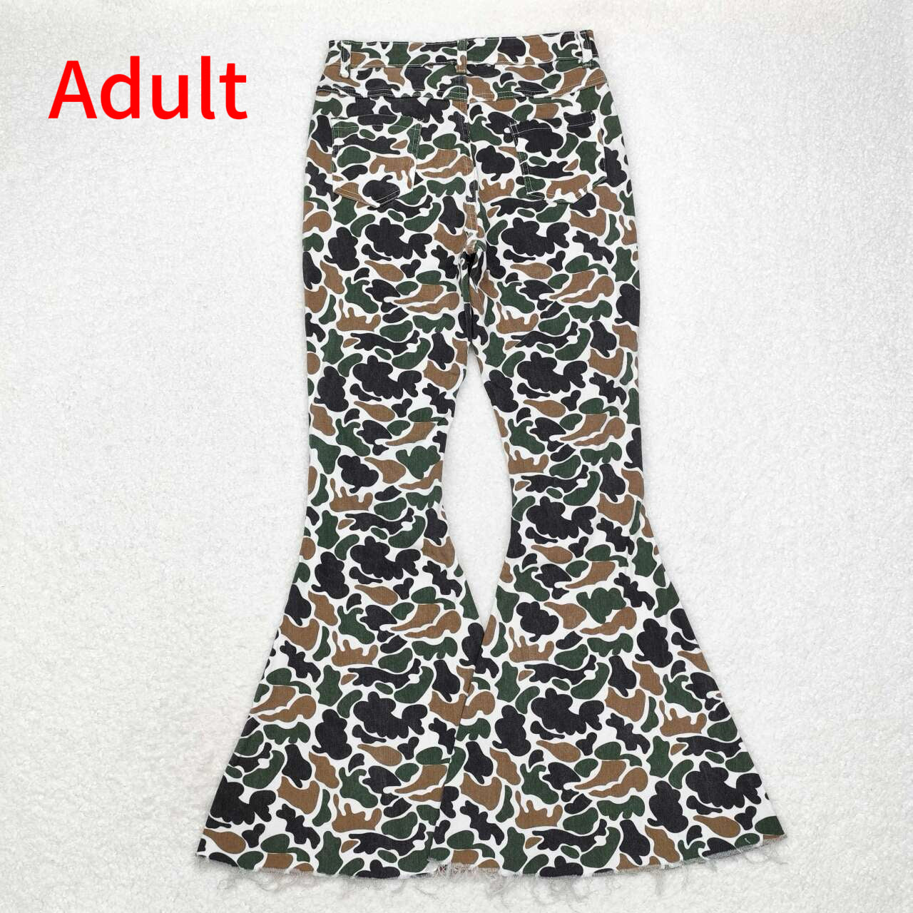 P0583 Adult women brown green camouflage beige denim trousers