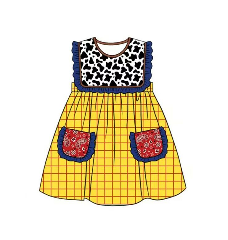Pre order story cow print girl dress