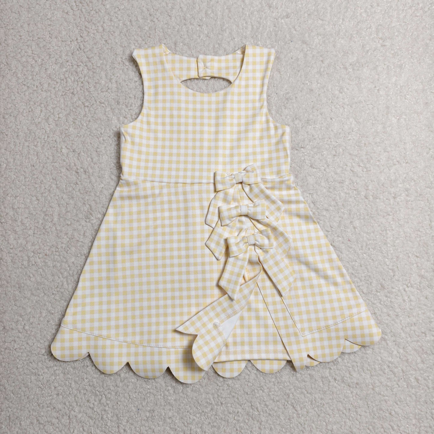 yellow gingham bow scallop athletic dress