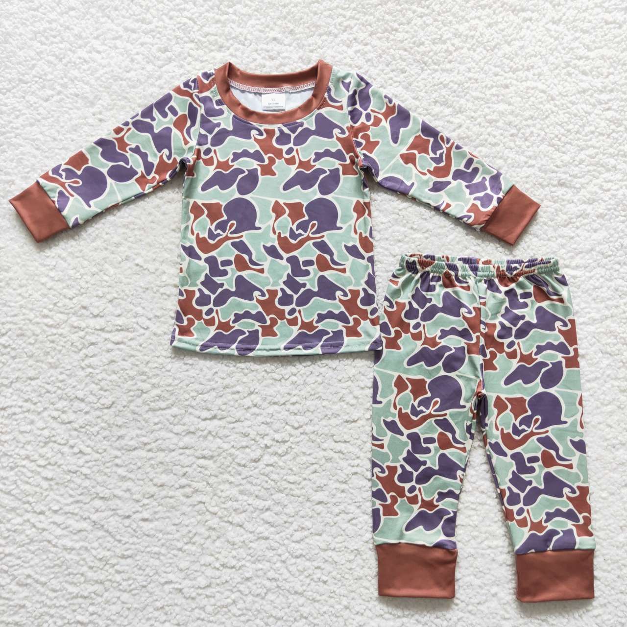 BLP0357 Camouflage Brown Long Sleeve Pants Suit