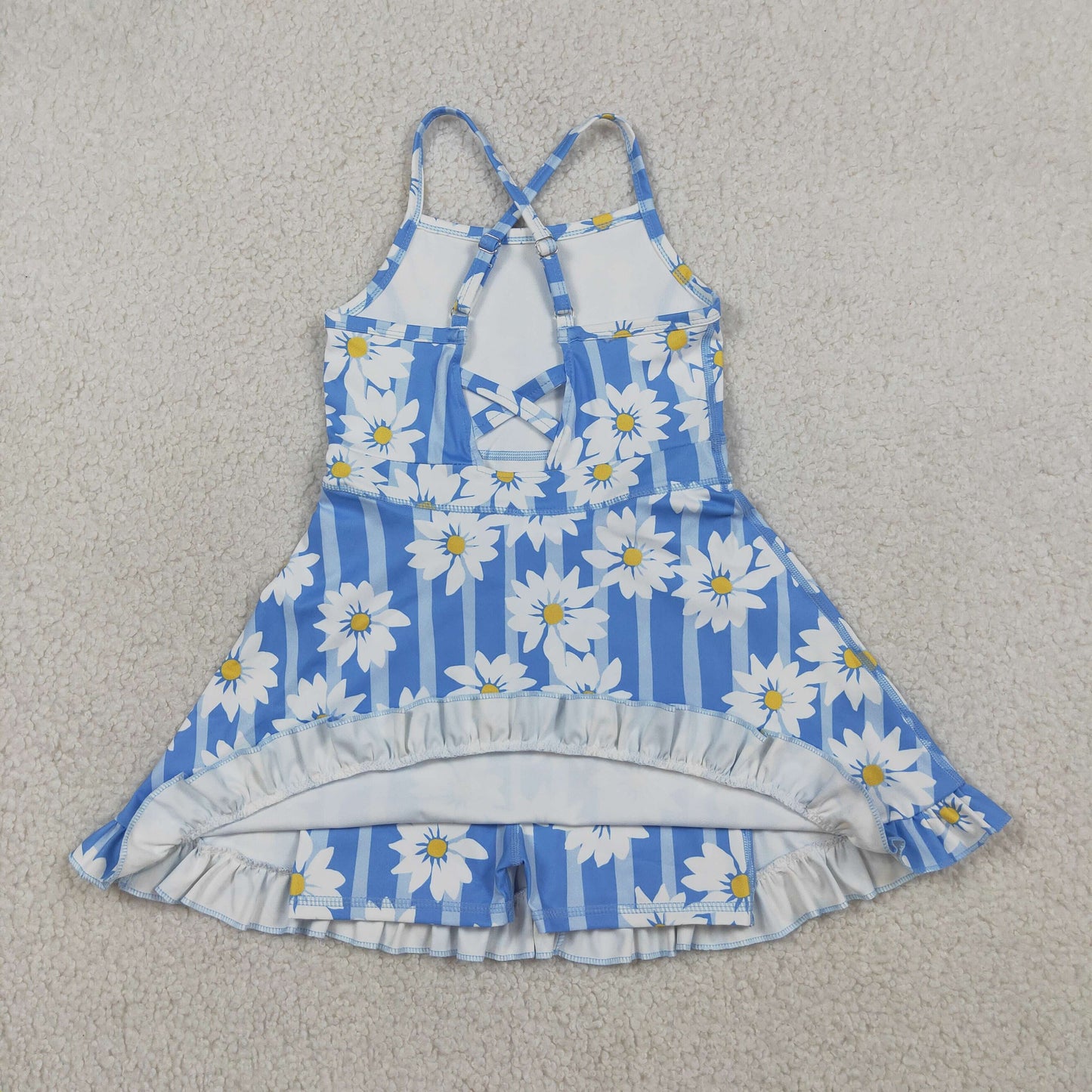 GSD2283  blue stripes sunflower strap yoga dress active dresses