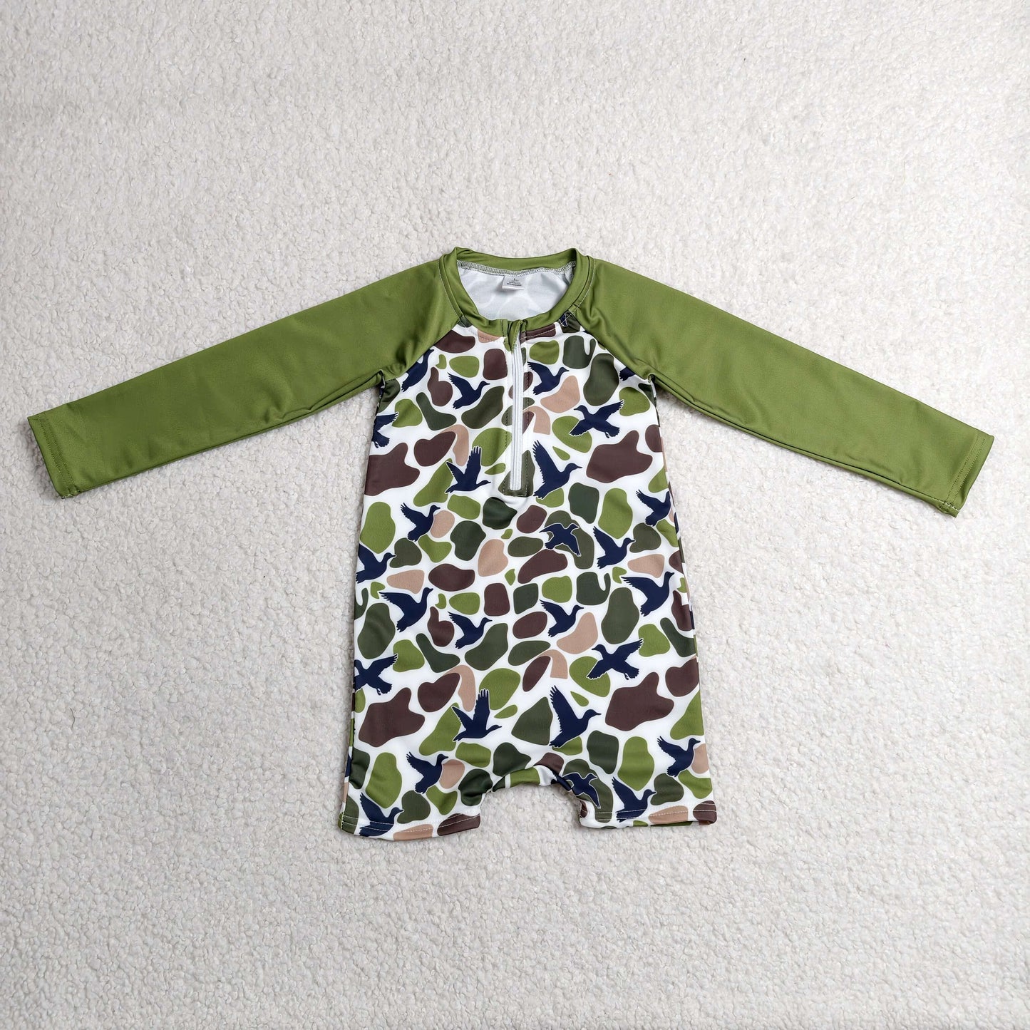 boys swimsuit camo mallard long sleeve rash guards