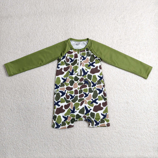 boys swimsuit camo mallard long sleeve rash guards