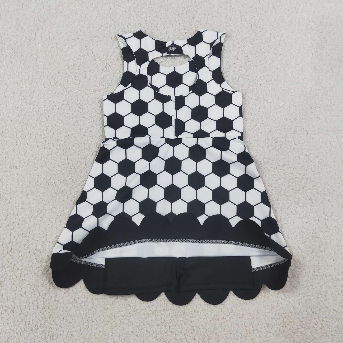 black soccer bow athletic scallop dress