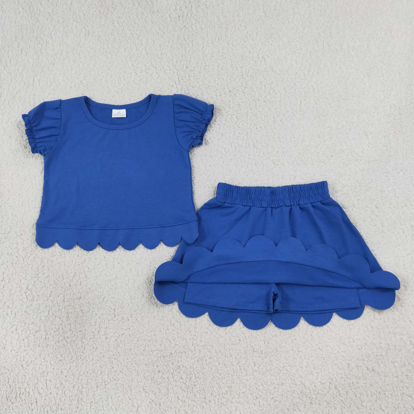 solid royal blue scallop skort outfit girls clothes