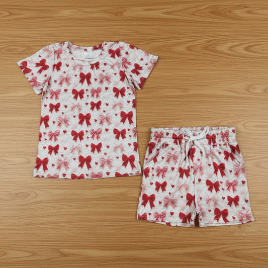 valentine's day red pink coquette shorts set