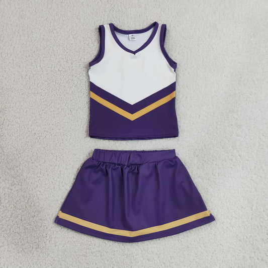 purple white cheerleader athletic skort outfit girls clothes