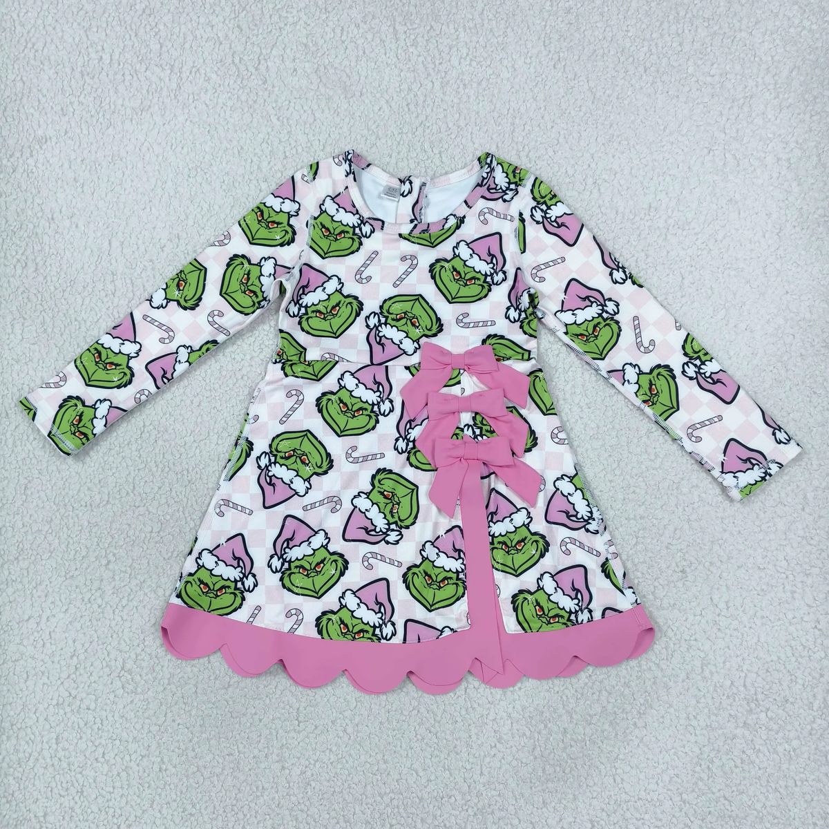 Matching Baby Girls Christmas long sleeve bow dress yoga