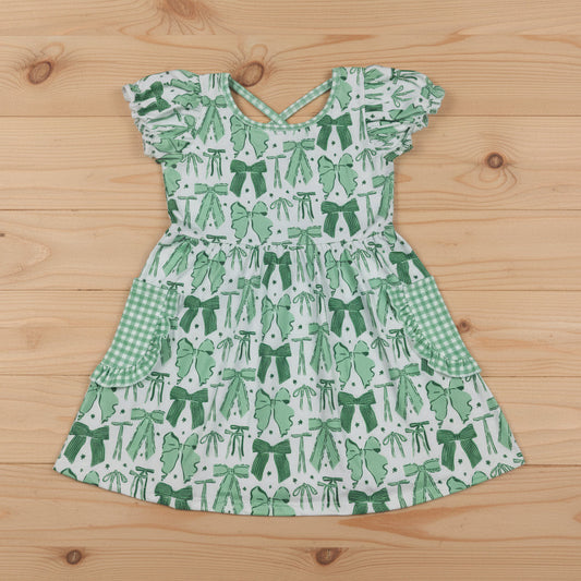 green coquette St Patrick baby girl dress