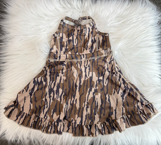 GSD2314 Baby Girls Strap Olive Bottomland Camo Yoga Ruffle Knee Length Dresses D 8.4