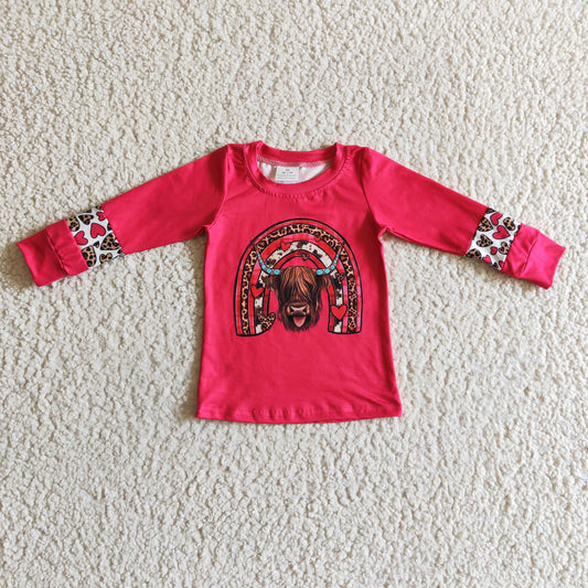 girl valentine hot pink pullover top clothing rainbow cow