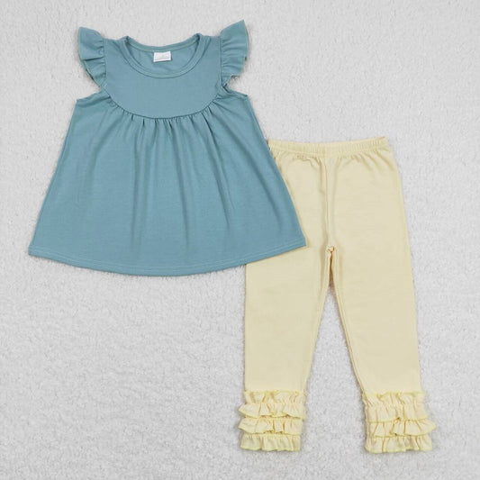 Bay Girls Cottom Blue Tunic Top matching White Icing Pants Outfit