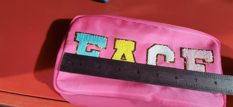 face letter pink cosmetic bag