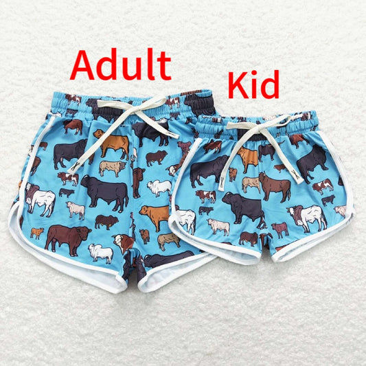 SS0129 Adult Cow Pattern Blue Shorts