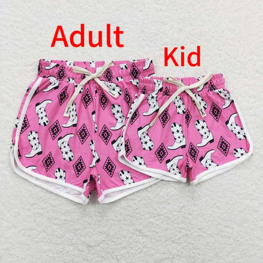 SS0131 Adult boots geometric pattern rose red shorts