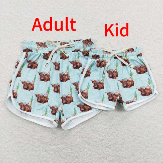 SS0128 Adult Alpine Bull Cactus Light Blue Shorts