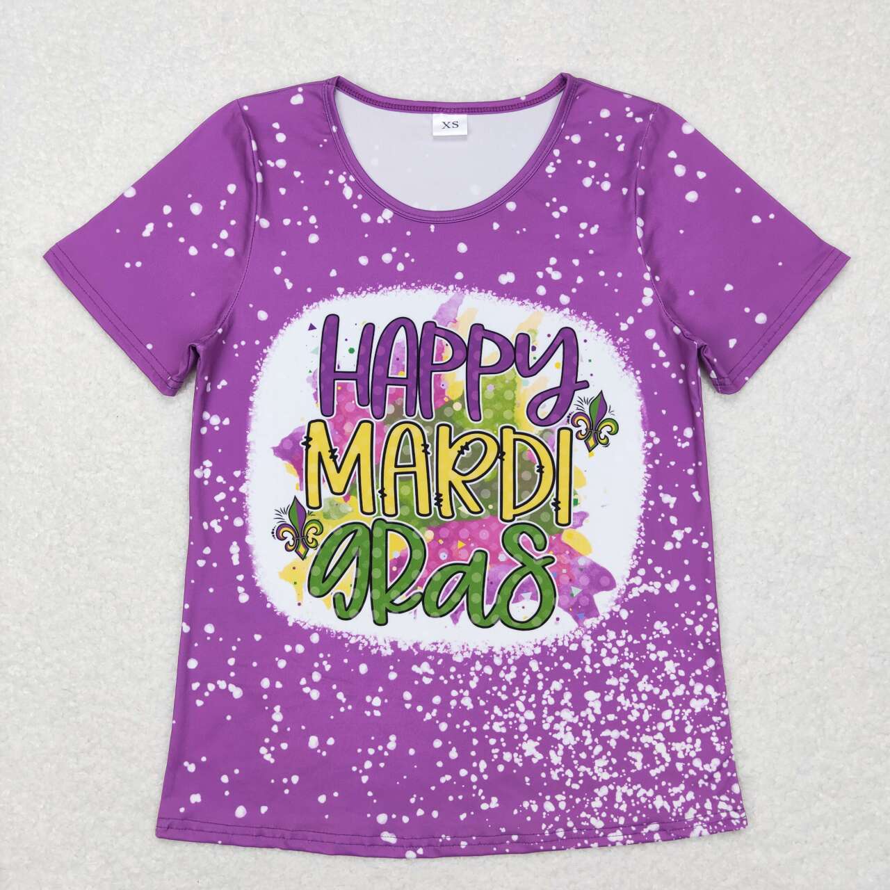 adult woman purple mardi gras t-shirt