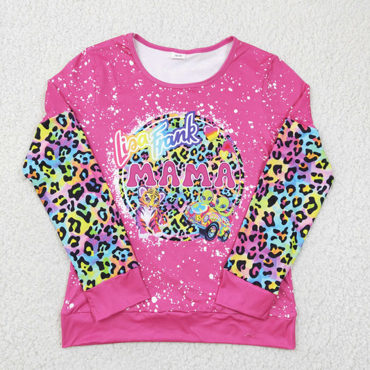 mama and me adult valentine top hot pink and rainbow leopard