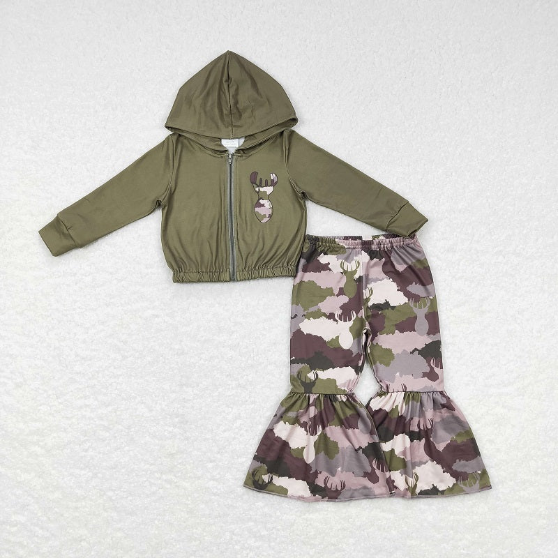 Mallard brown zipper hooded long-sleeved top + mallard camouflage trousers GT0336+P0311