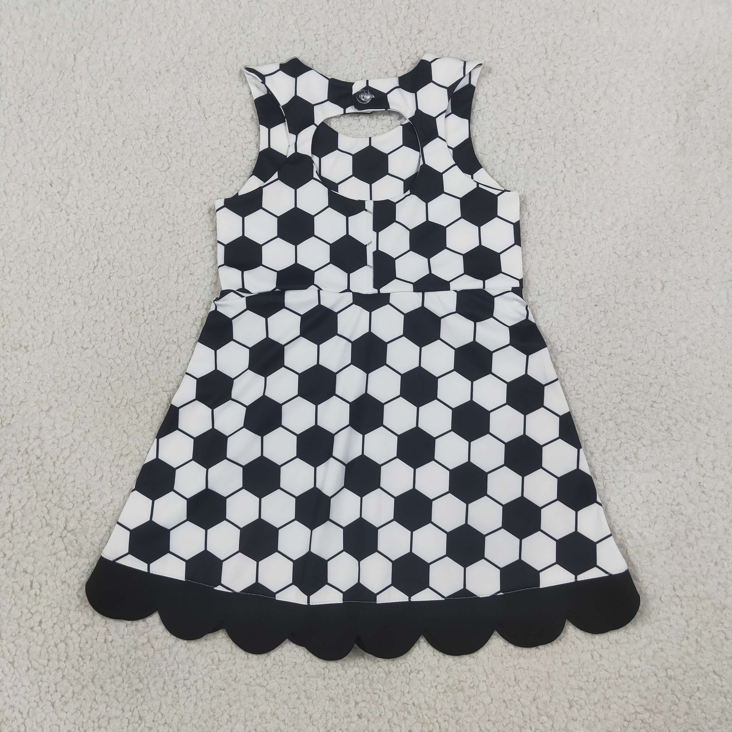 black soccer bow athletic scallop dress