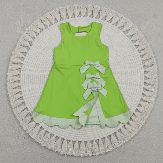 green sleeveless athletic scallop dress