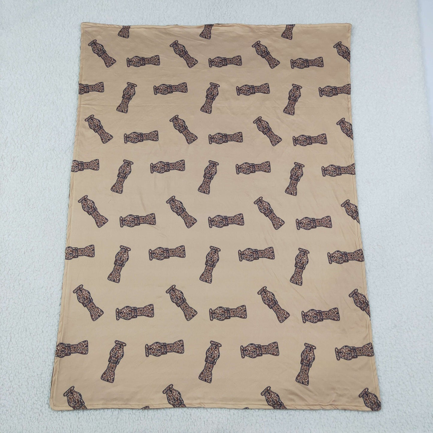 soft brown duck call print baby blanket